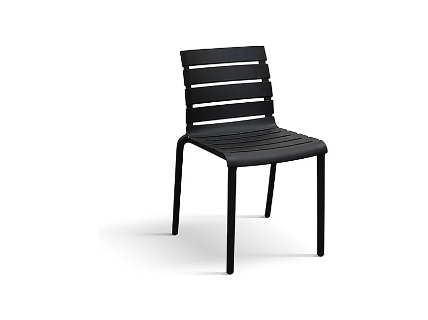 Lot de 6 chaises en polypropylène noir, empilables - GANDIA