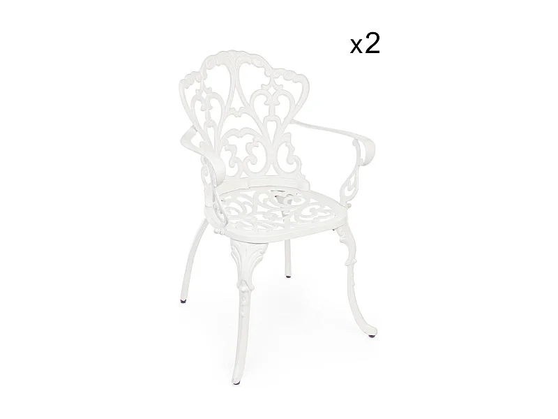 Set van 2 witte aluminium stoelen met armleuningen - VICTORIA