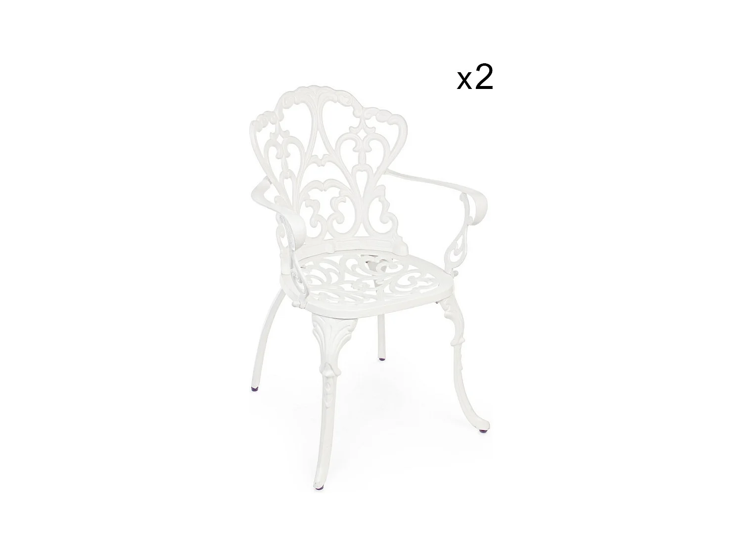 Lot de 2 chaises en aluminium blanc avec accoudoirs - VICTORIA