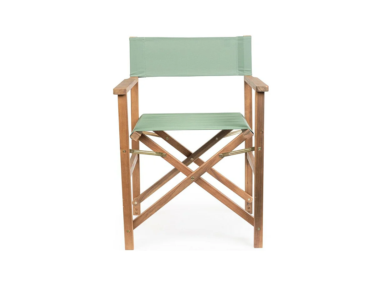 Set di 6 sedie regista in legno di acacia, poliestere verde,pieghevoli - NOEMI