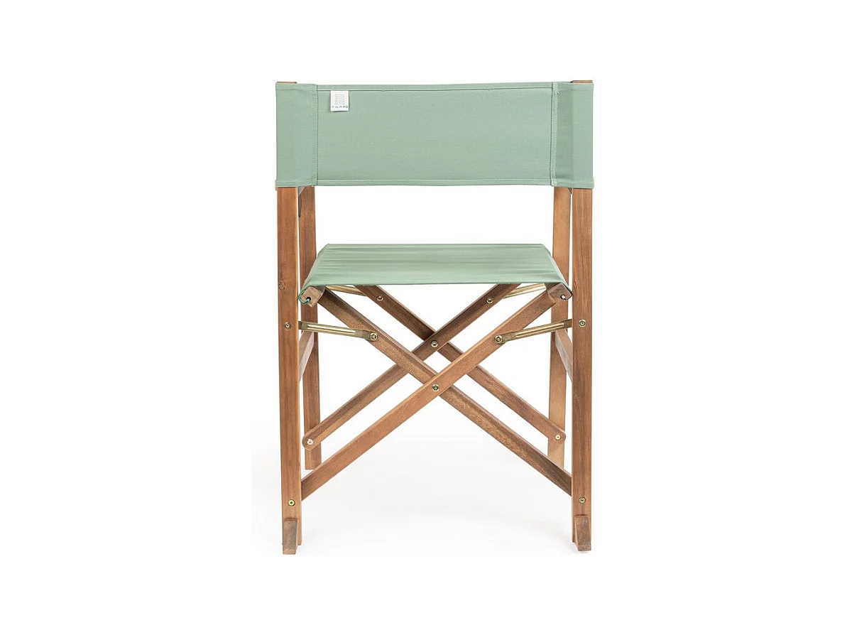 Set di 6 sedie regista in legno di acacia, poliestere verde,pieghevoli - NOEMI