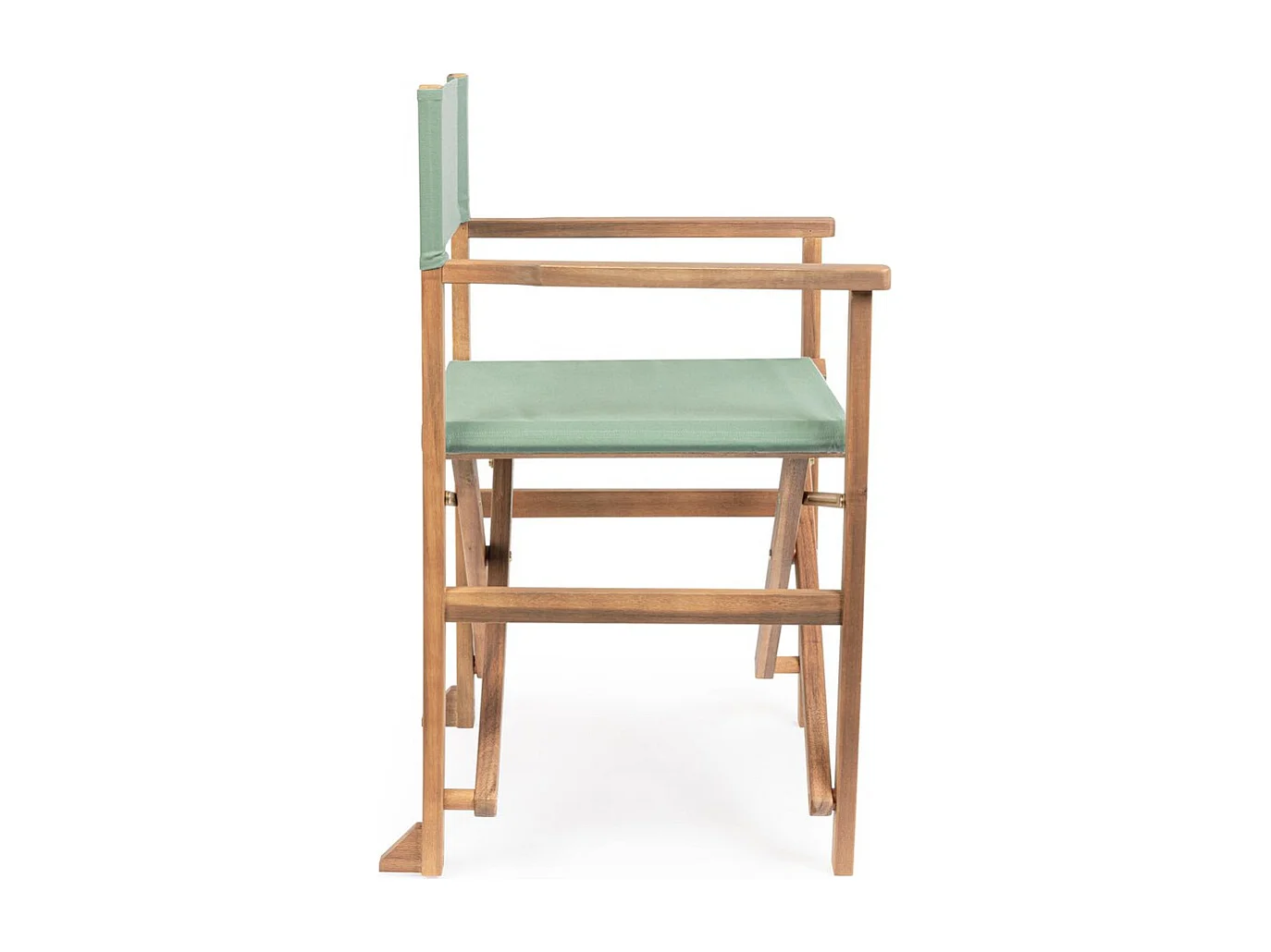 Set van 6 acaciahouten directeursstoelen, groen polyester, opvouwbaar - NOEMI