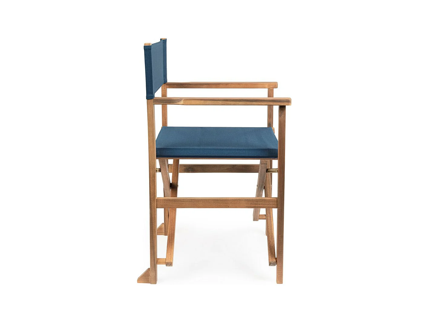 Satz von 6 Regiestühlen aus Akazienholz und blauem Polyester, klappbar - NOEMI