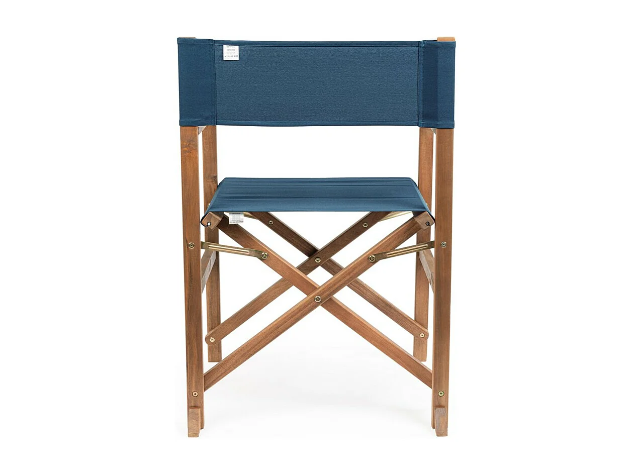 Lot de 6 chaises de réalisateur en bois d'acacia et polyester bleu, pliantes - NOEMI