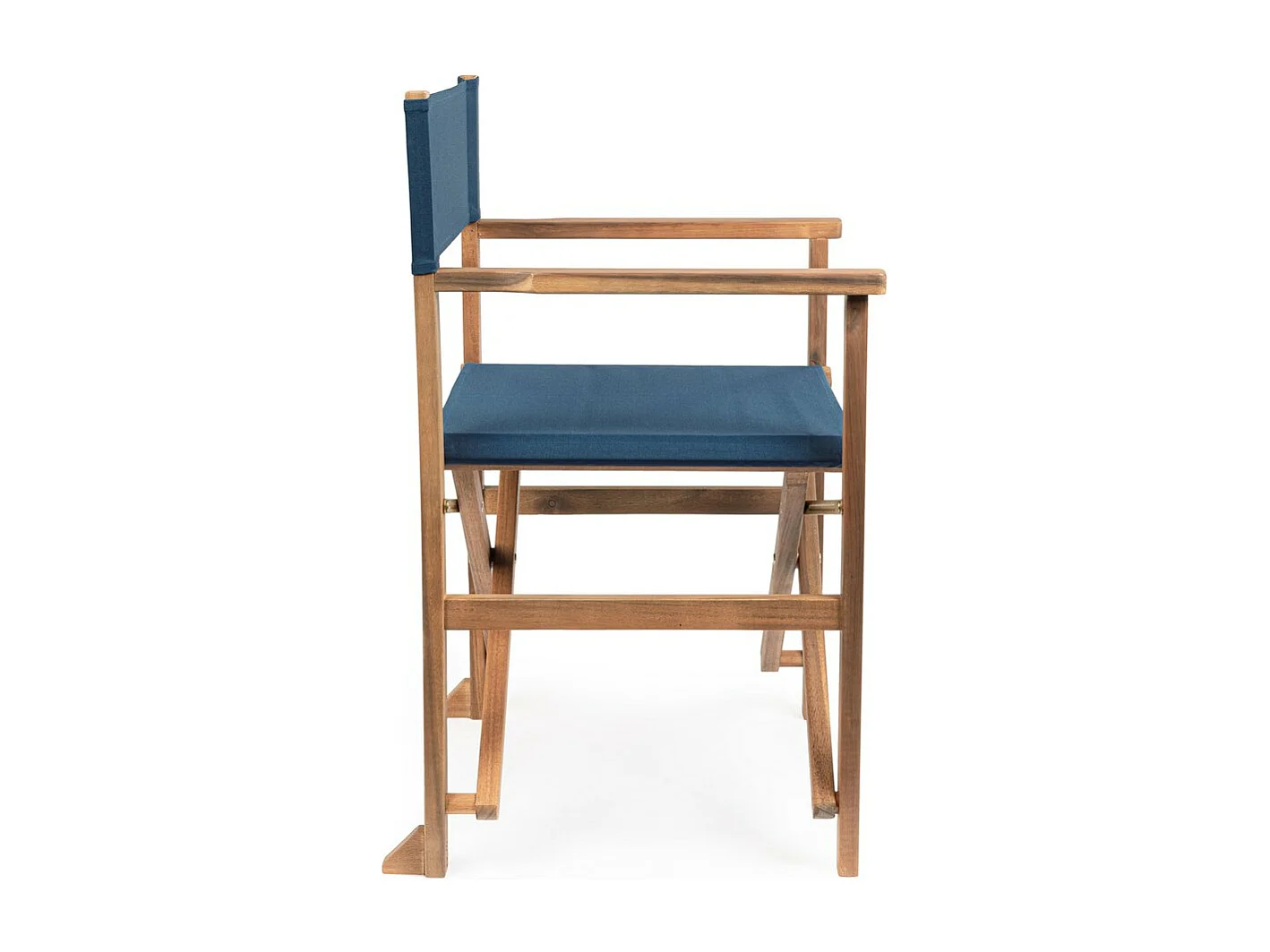 Lot de 6 chaises de réalisateur en bois d'acacia et polyester bleu, pliantes - NOEMI