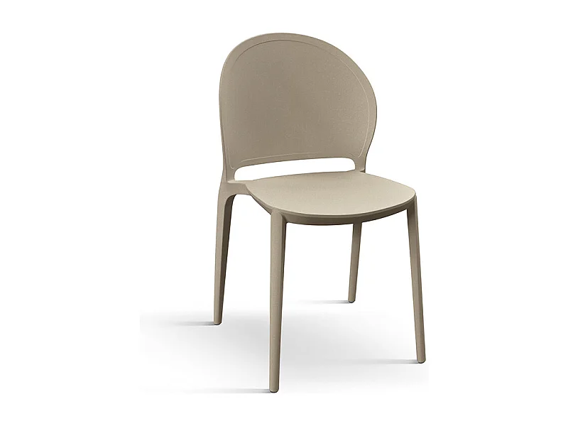 Lot de 4 chaises en polypropylène gris tourterelle - MARBELLA