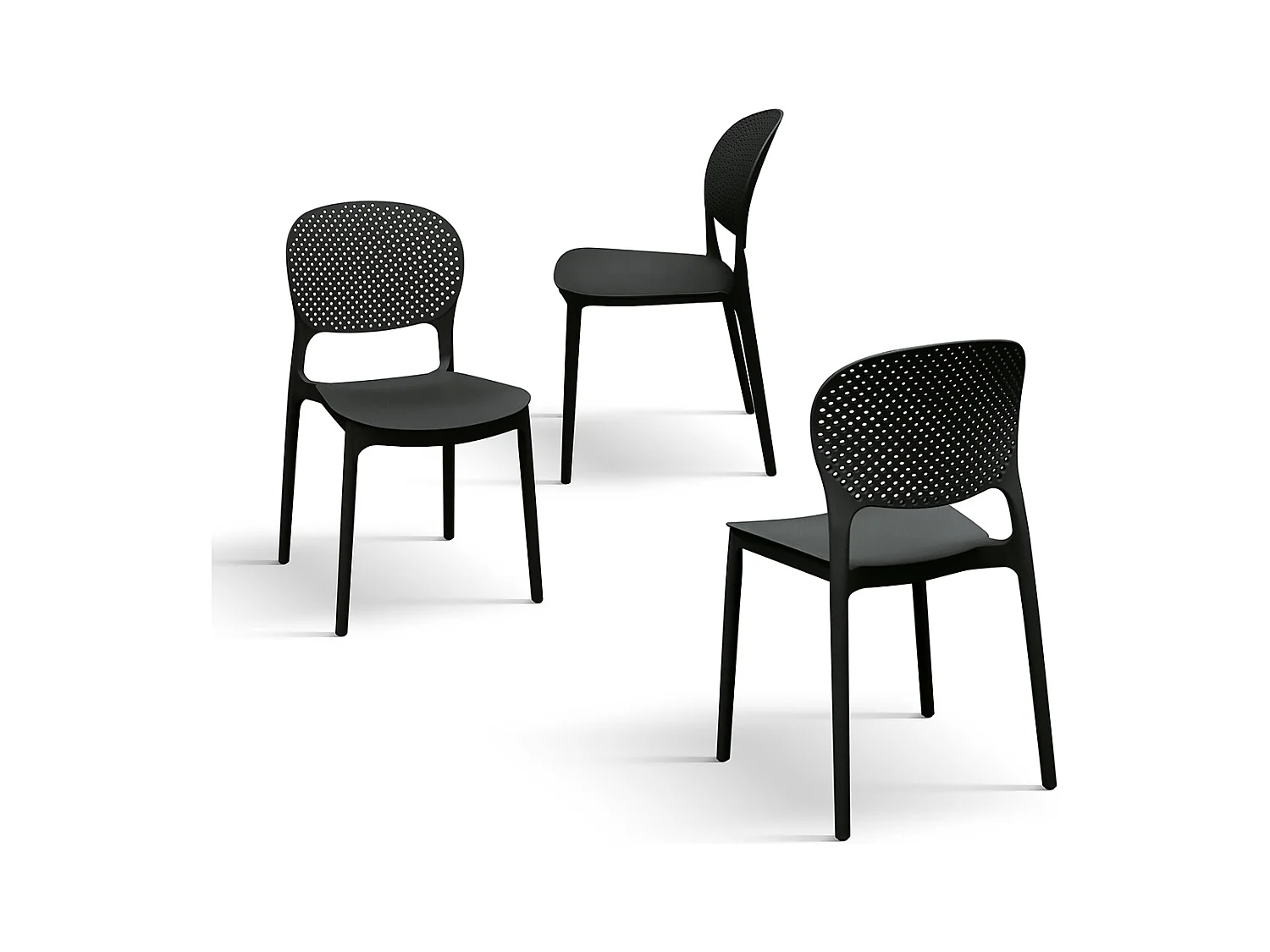 Lote de 4 sillas de polipropileno negro - ALICANTE
