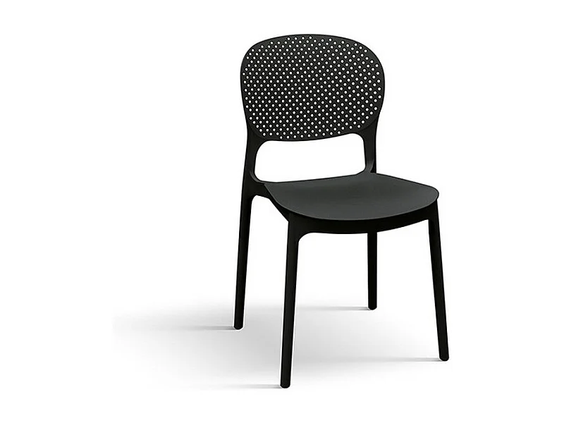 Lot de 4 chaises en polypropylène noir - ALICANTE