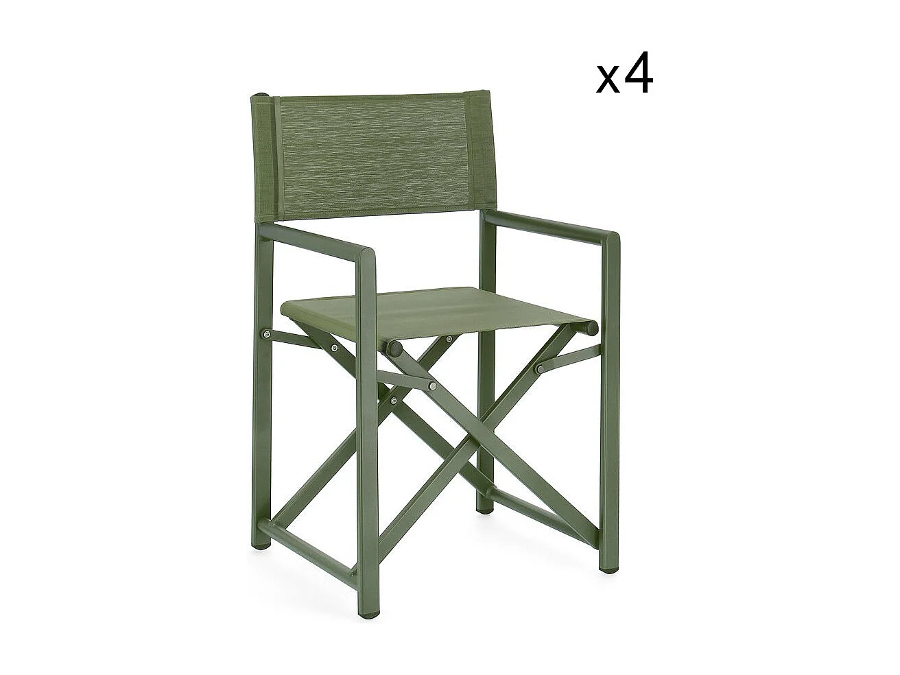 Lot de 4 chaises de direction pliantes en textilène et aluminium vert gazon - TAYLOR