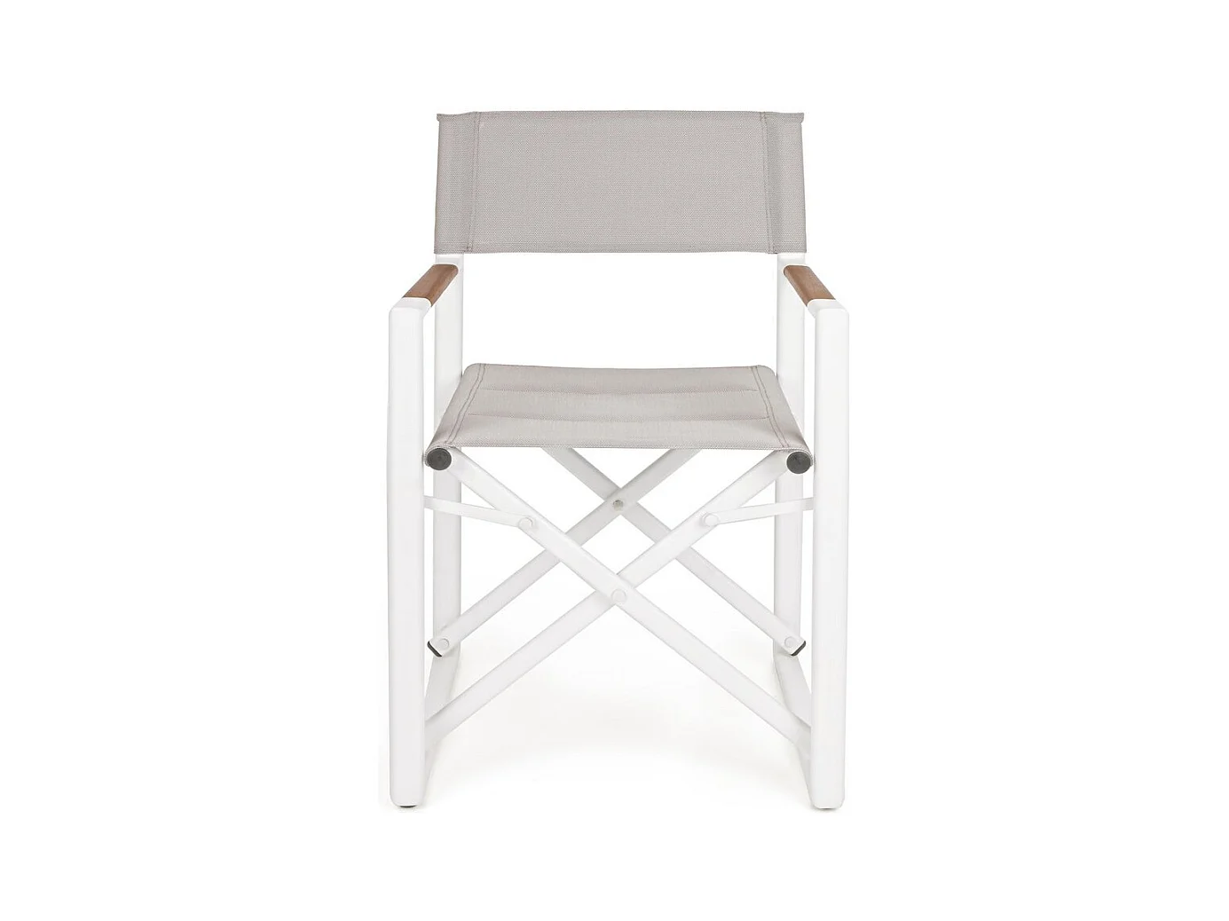 Set van 2 witte aluminium directeursstoelen, grijs textilene, opvouwbaar - LAGUN