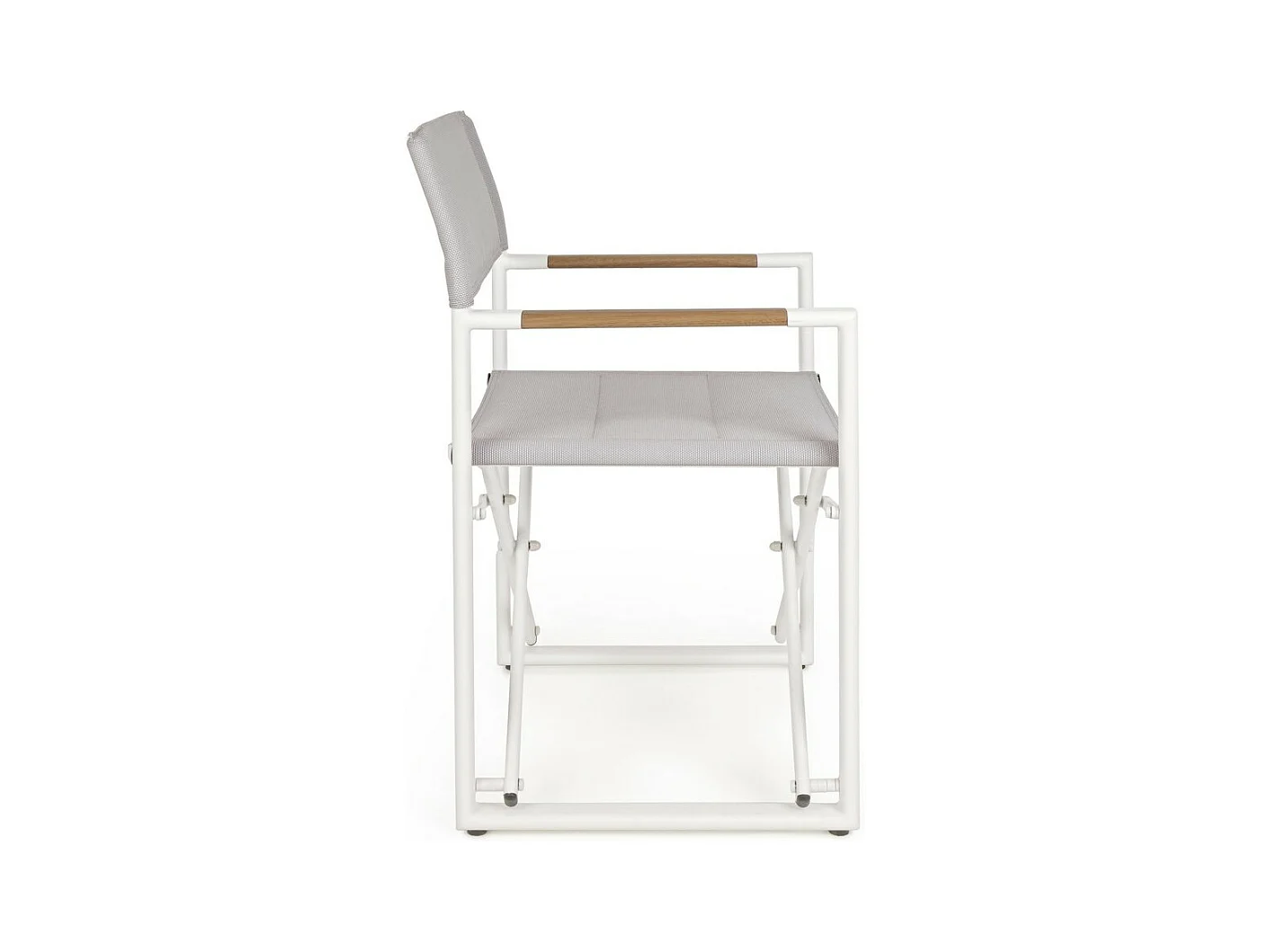 Set van 2 witte aluminium directeursstoelen, grijs textilene, opvouwbaar - LAGUN