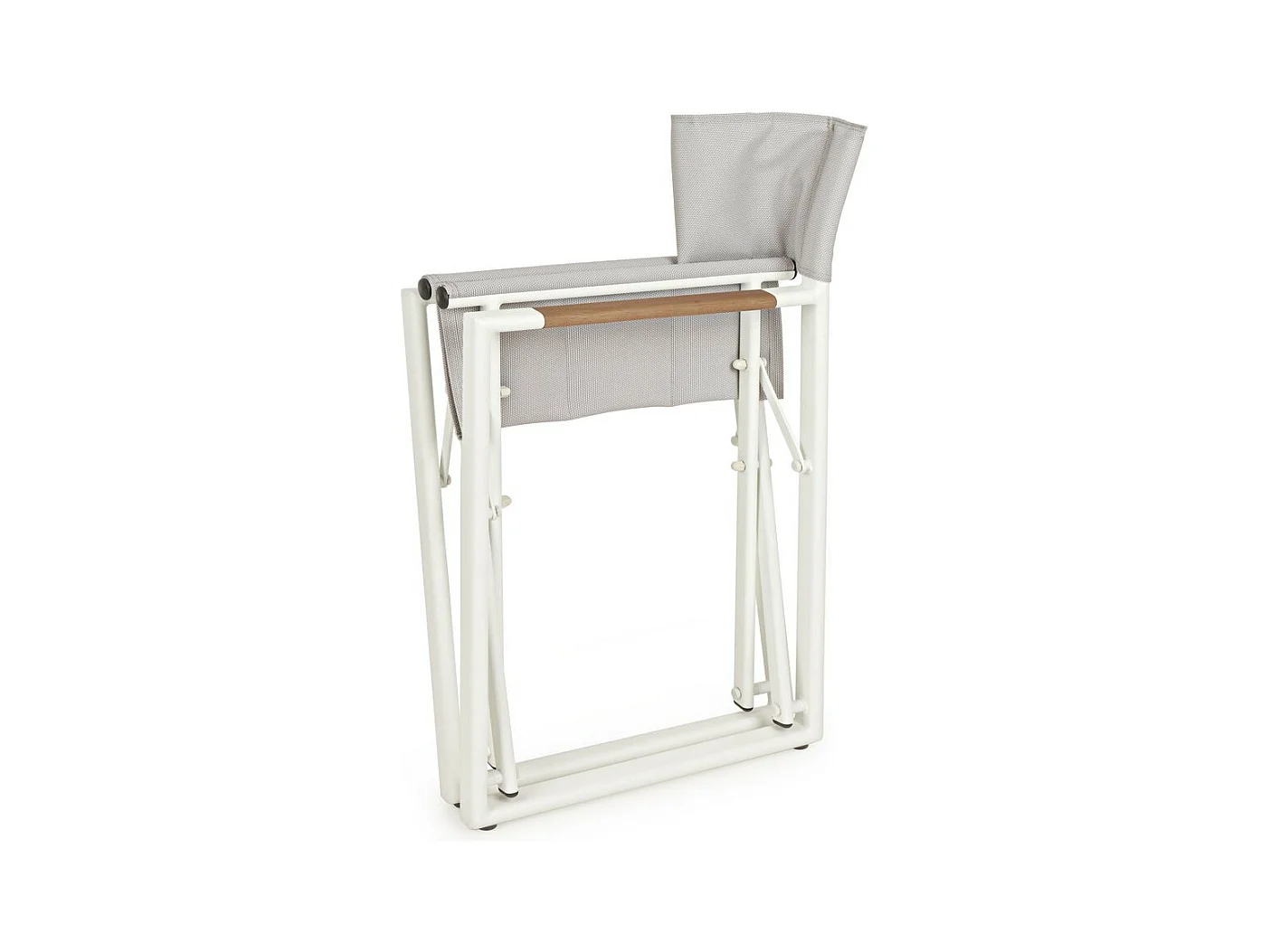 Set van 2 witte aluminium directeursstoelen, grijs textilene, opvouwbaar - LAGUN