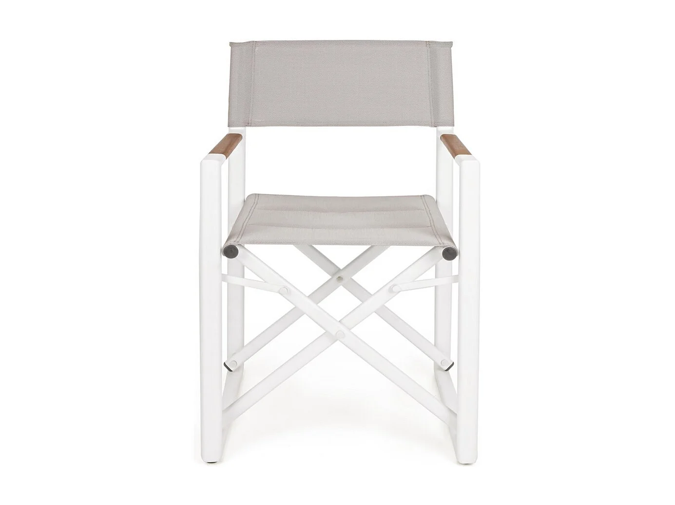 Set van 2 witte aluminium directeursstoelen, grijs textilene, opvouwbaar - LAGUN