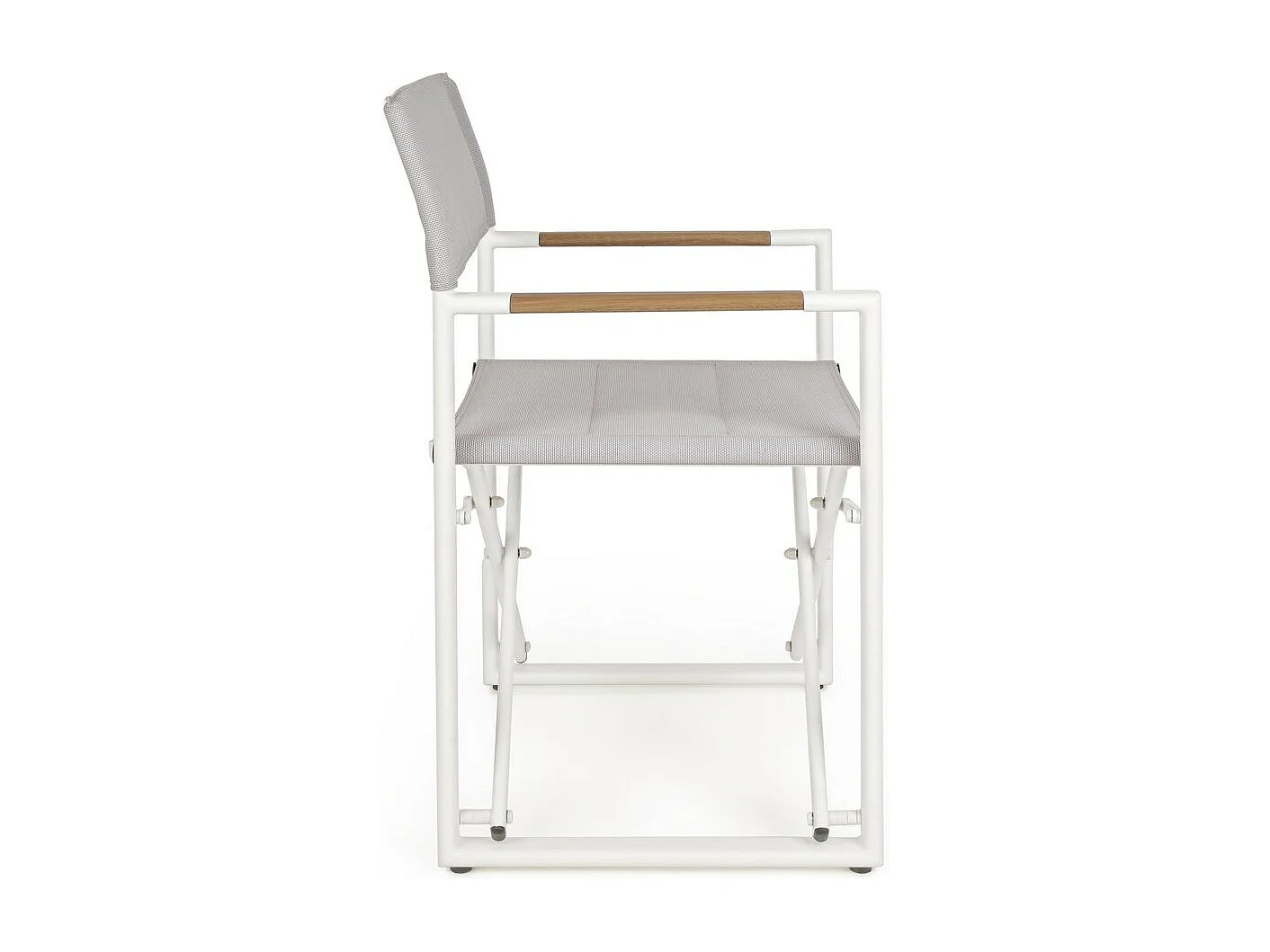 Set van 2 witte aluminium directeursstoelen, grijs textilene, opvouwbaar - LAGUN