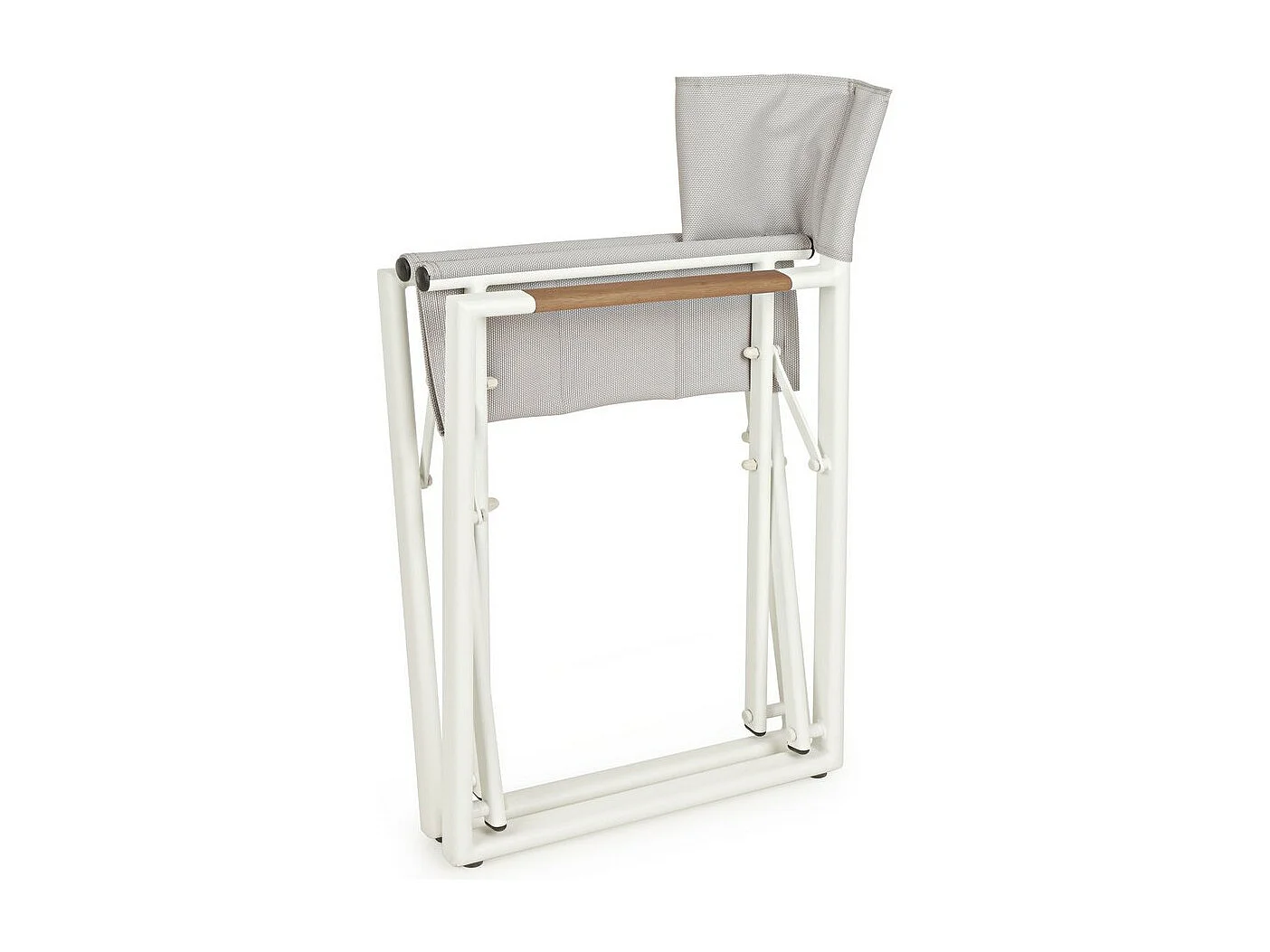 Set van 2 witte aluminium directeursstoelen, grijs textilene, opvouwbaar - LAGUN