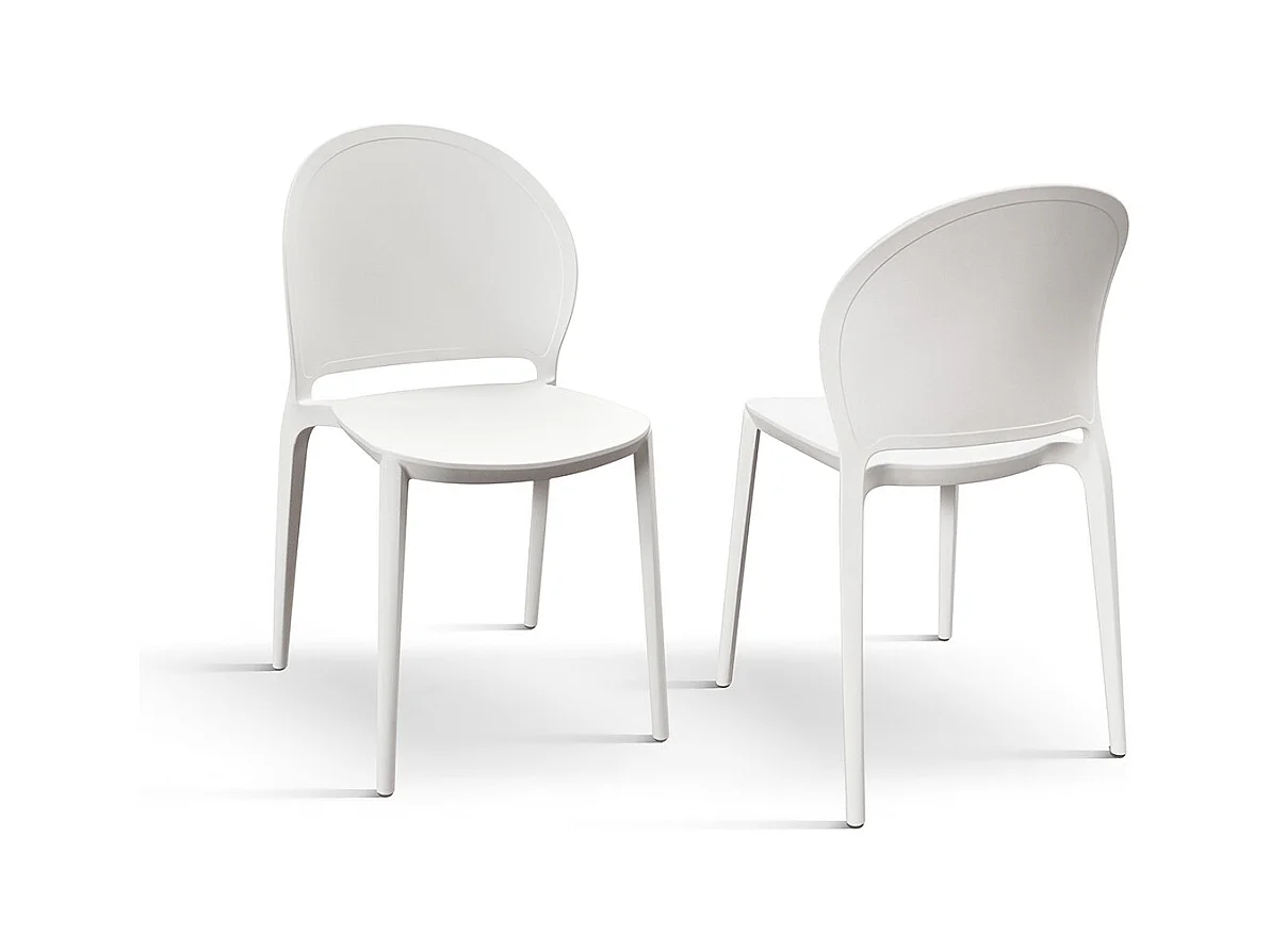 Lot de 4 chaises en polypropylène blanc - MARBELLA