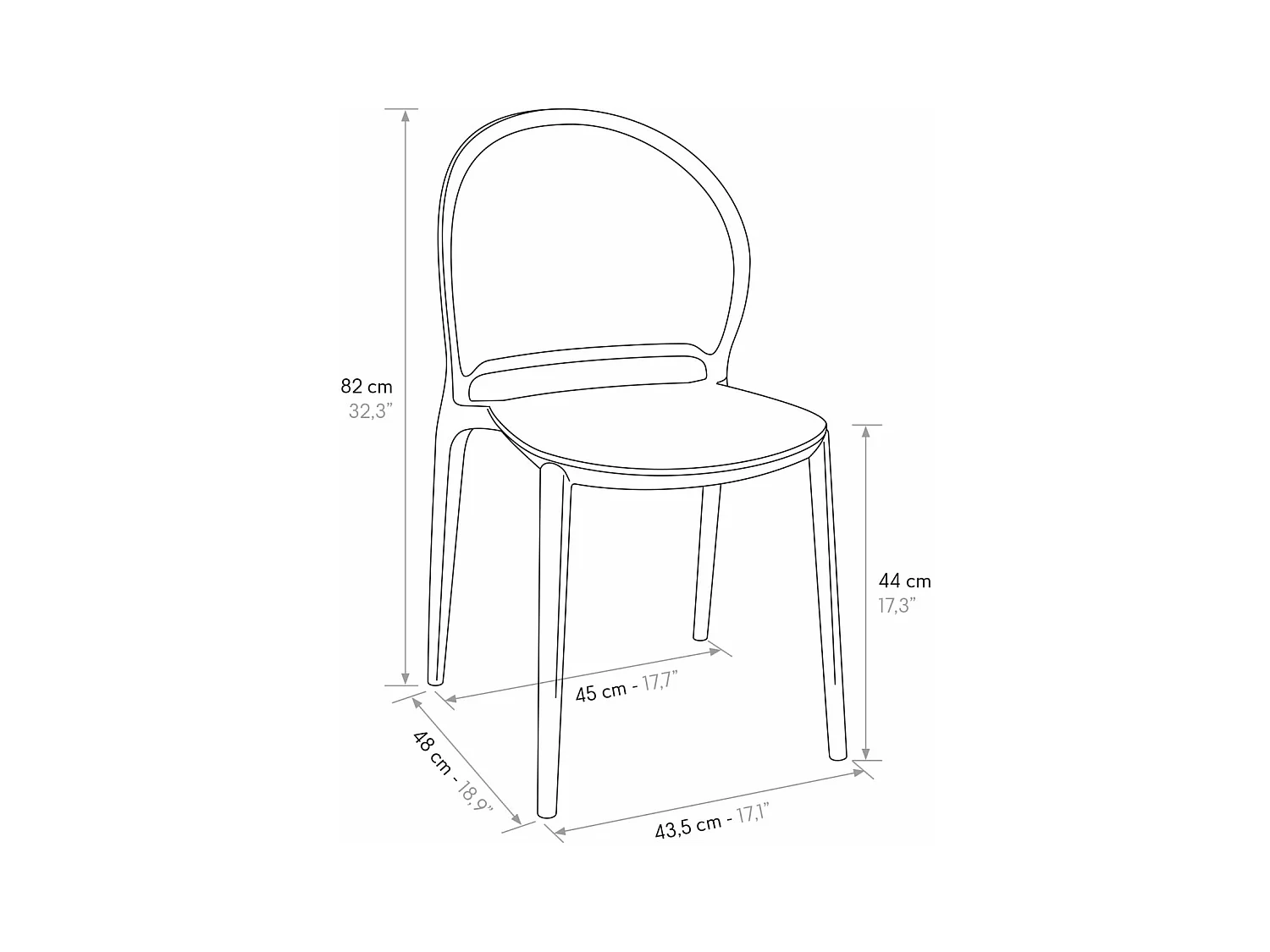 Lot de 4 chaises en polypropylène blanc - MARBELLA