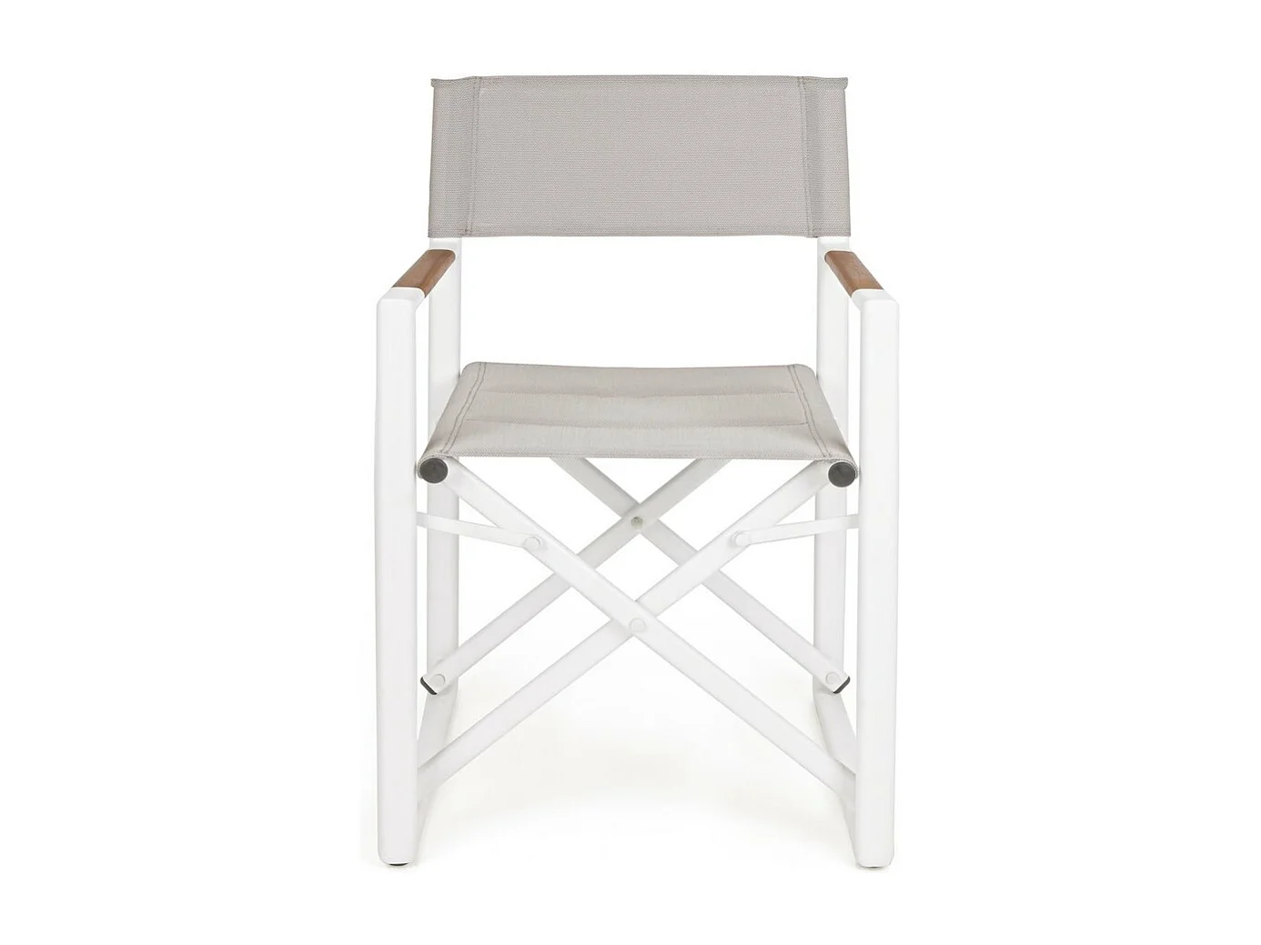 Set van 4 regisseursstoelen in wit aluminium, grijs textilene, opvouwbaar - LAGUN