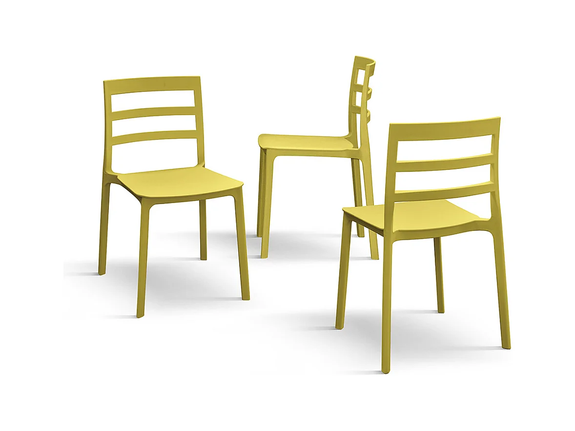 Lot de 4 chaises en polypropylène jaune - MALAGA