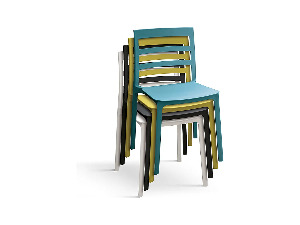 Lot de 4 chaises en polypropylène jaune - MALAGA