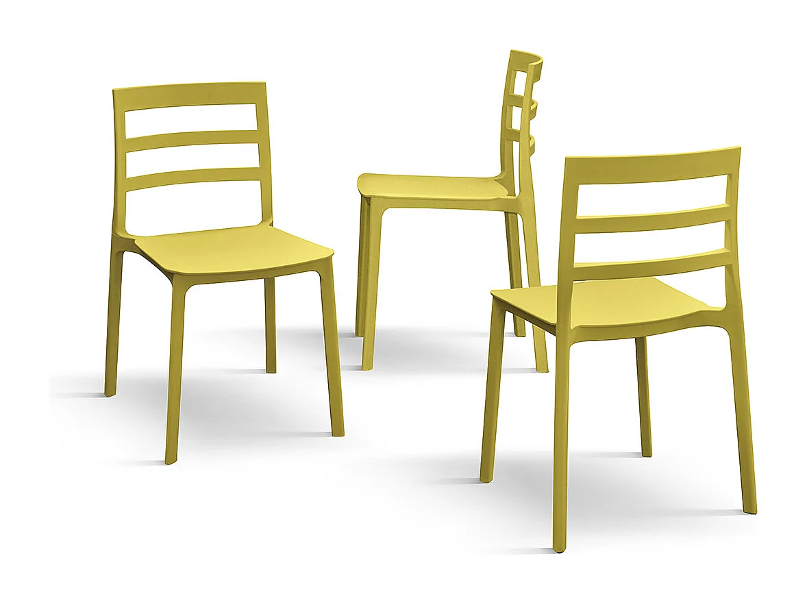 Lot de 4 chaises en polypropylène jaune - MALAGA