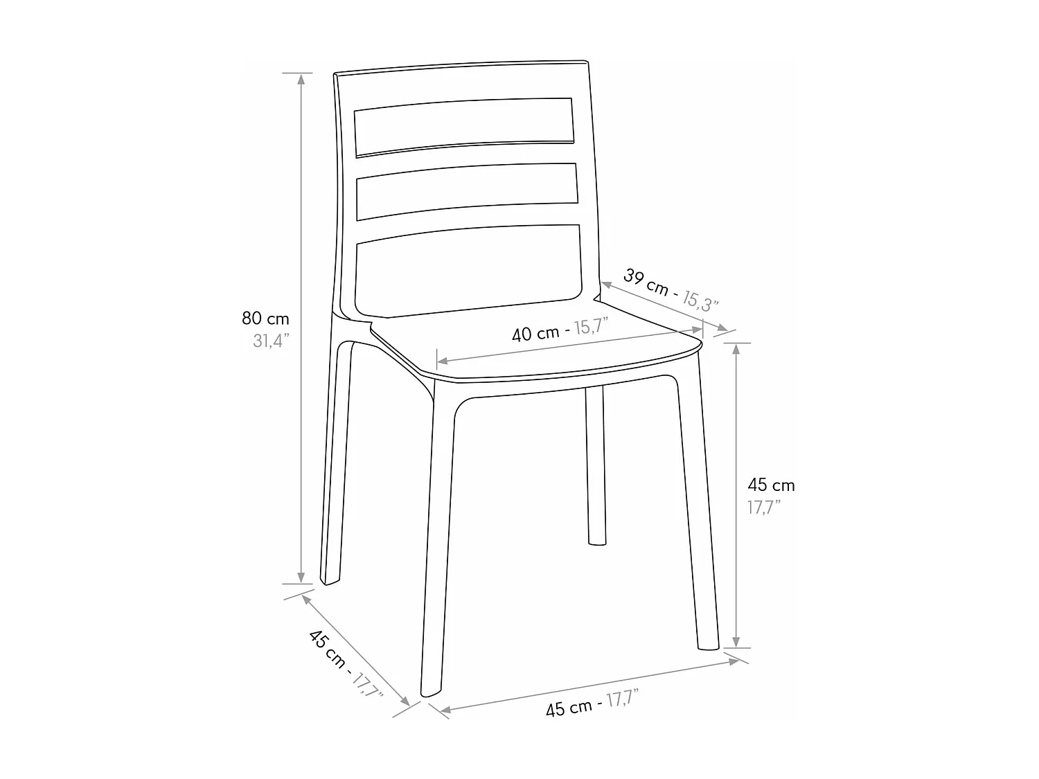 Lot de 4 chaises en polypropylène jaune - MALAGA