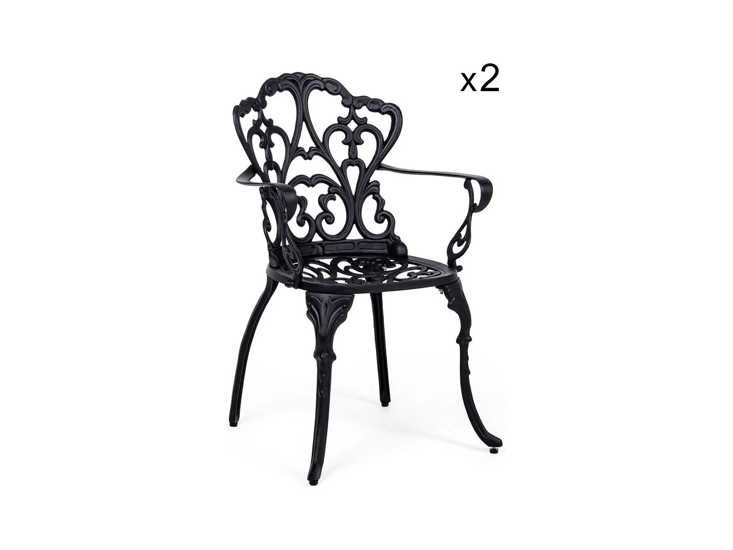 Lot de 2 chaises en aluminium anthracite avec accoudoirs - VICTORIA