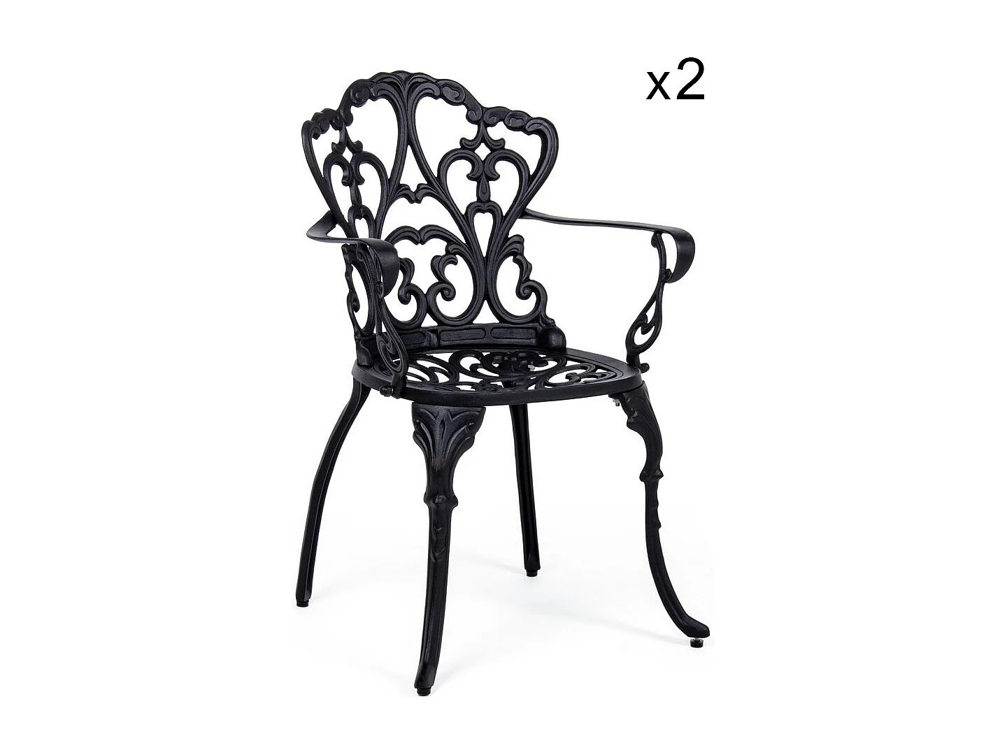 Lot de 2 chaises en aluminium anthracite avec accoudoirs - VICTORIA