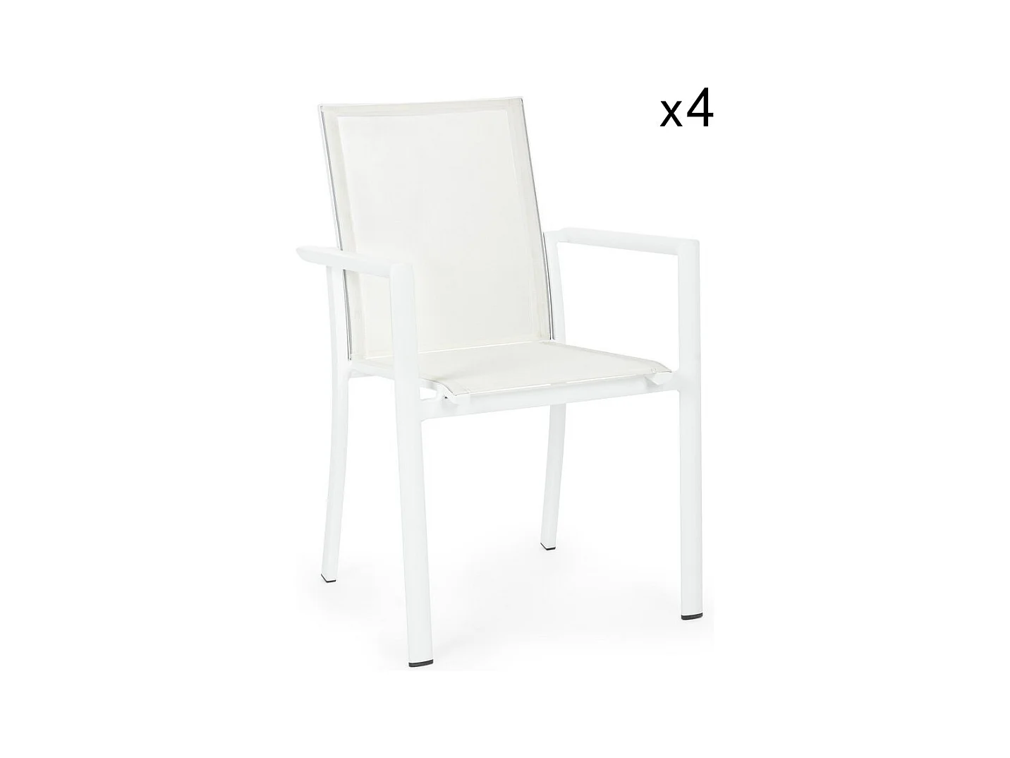 Lot de 4 chaises en textilène et aluminium blanc - KONNOR