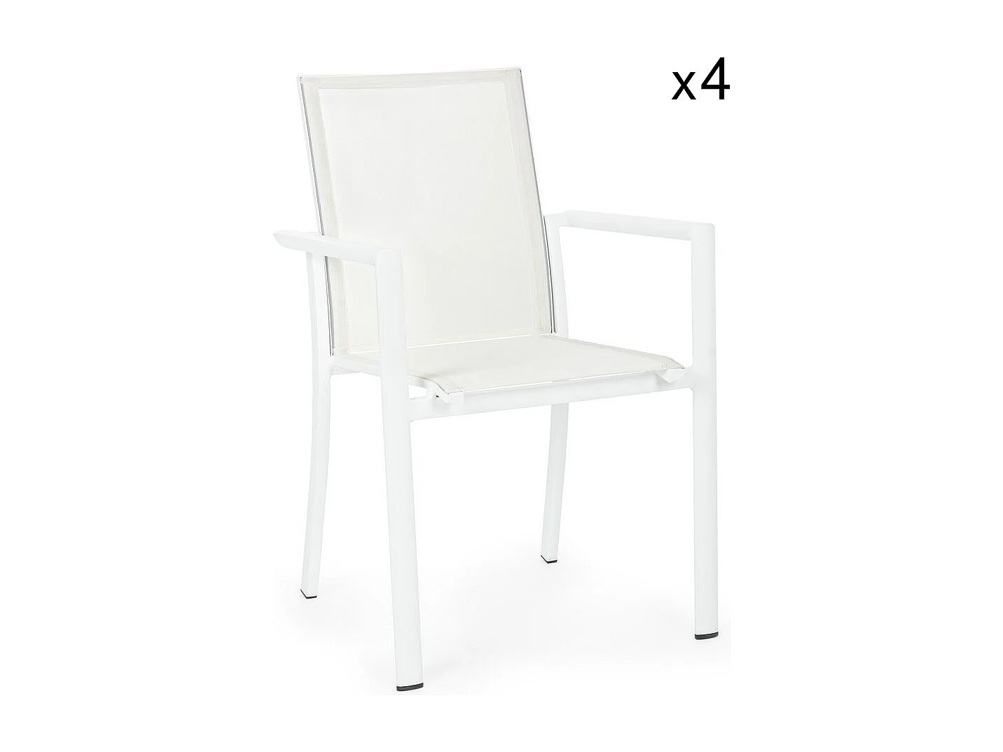 Set van 4 stoelen van textilene en wit aluminium - KONNOR