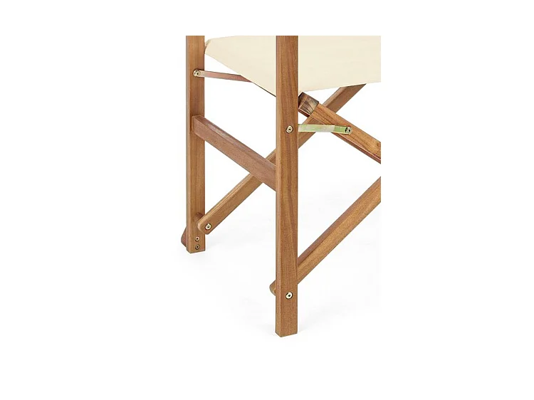 6er Set Regiestühle aus Akazienholz, Polyester creme, klappbar - NOEMI