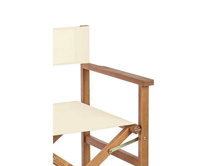 Lot de 6 chaises de réalisateur en bois d'acacia, polyester crème, pliantes - NOEMI