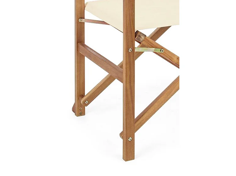 Lot de 6 chaises de réalisateur en bois d'acacia, polyester crème, pliantes - NOEMI