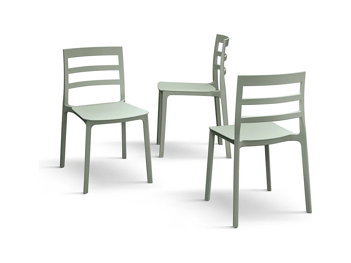 Satz von 4 grünen Stühlen aus Polypropylen - MALAGA