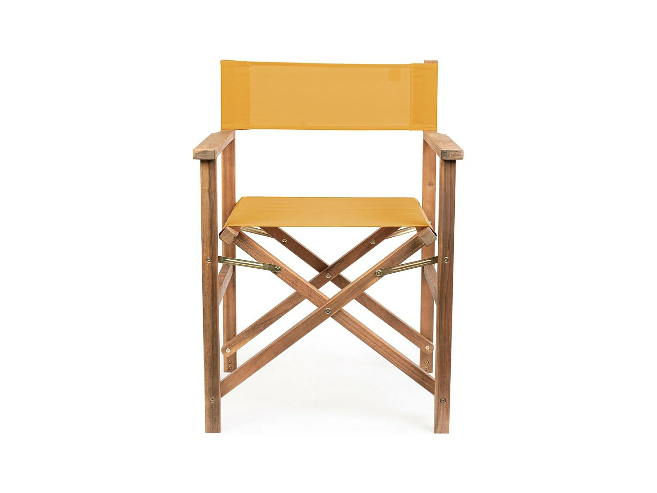 Lot de 6 chaises de réalisateur en bois d'acacia, polyester jaune, pliantes - NOEMI