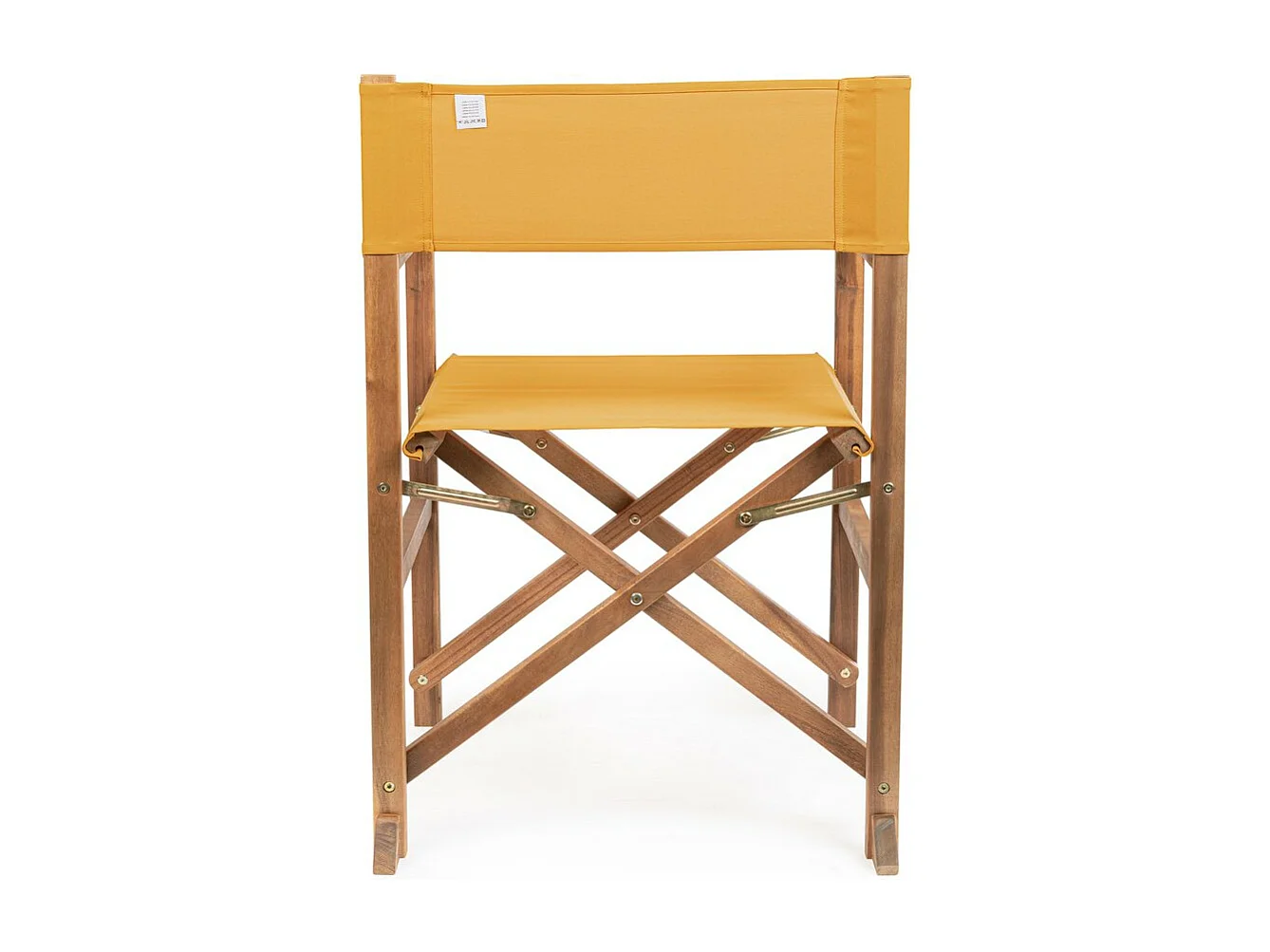 Set van 6 acaciahouten regisseursstoelen, geel polyester, opvouwbaar - NOEMI