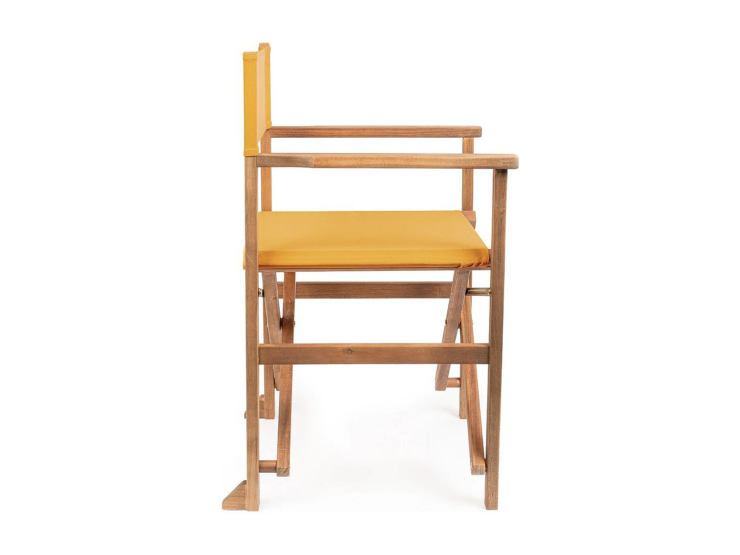 Set van 6 acaciahouten regisseursstoelen, geel polyester, opvouwbaar - NOEMI