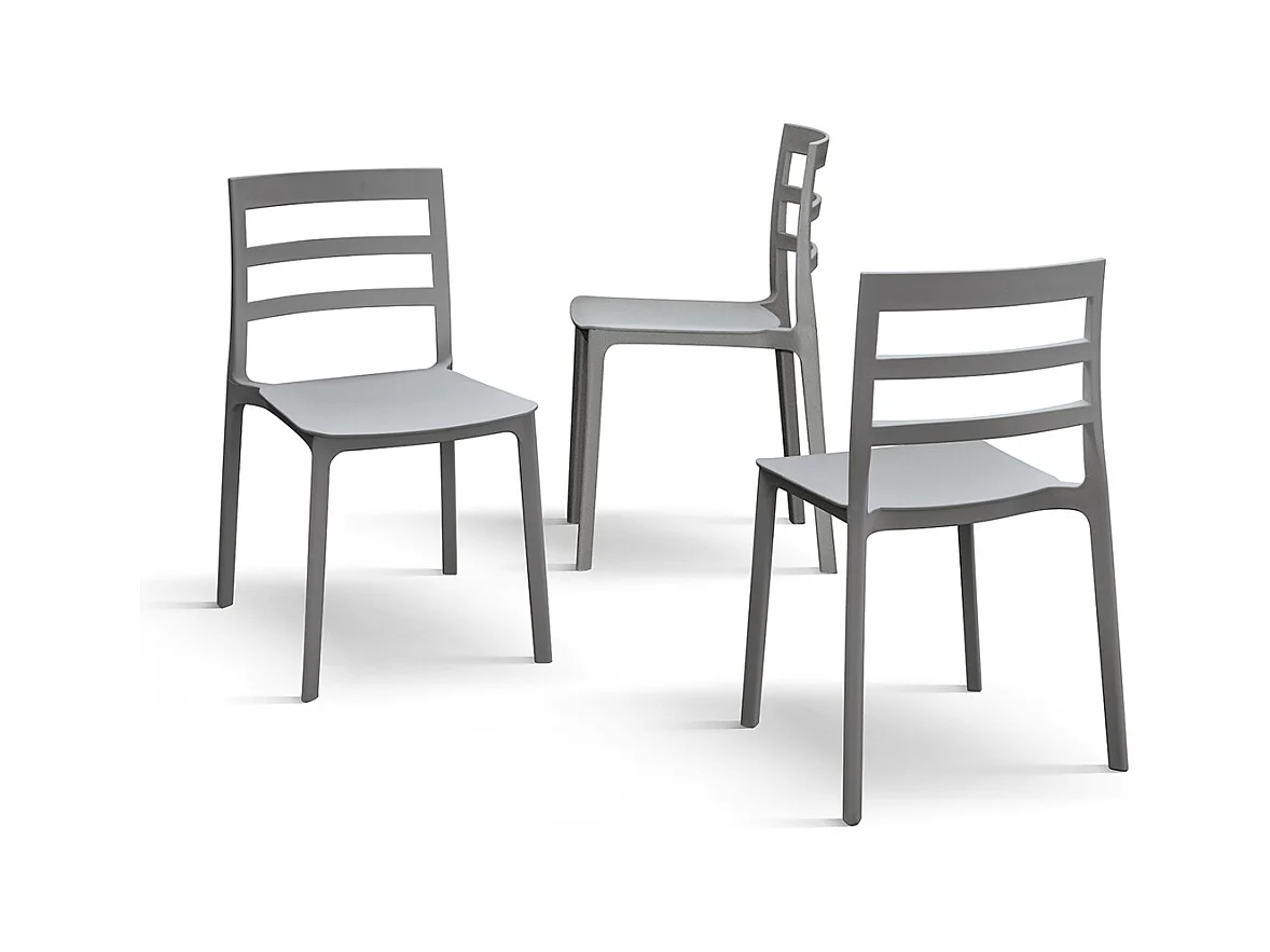 Lote de 4 sillas de polipropileno gris - MALAGA