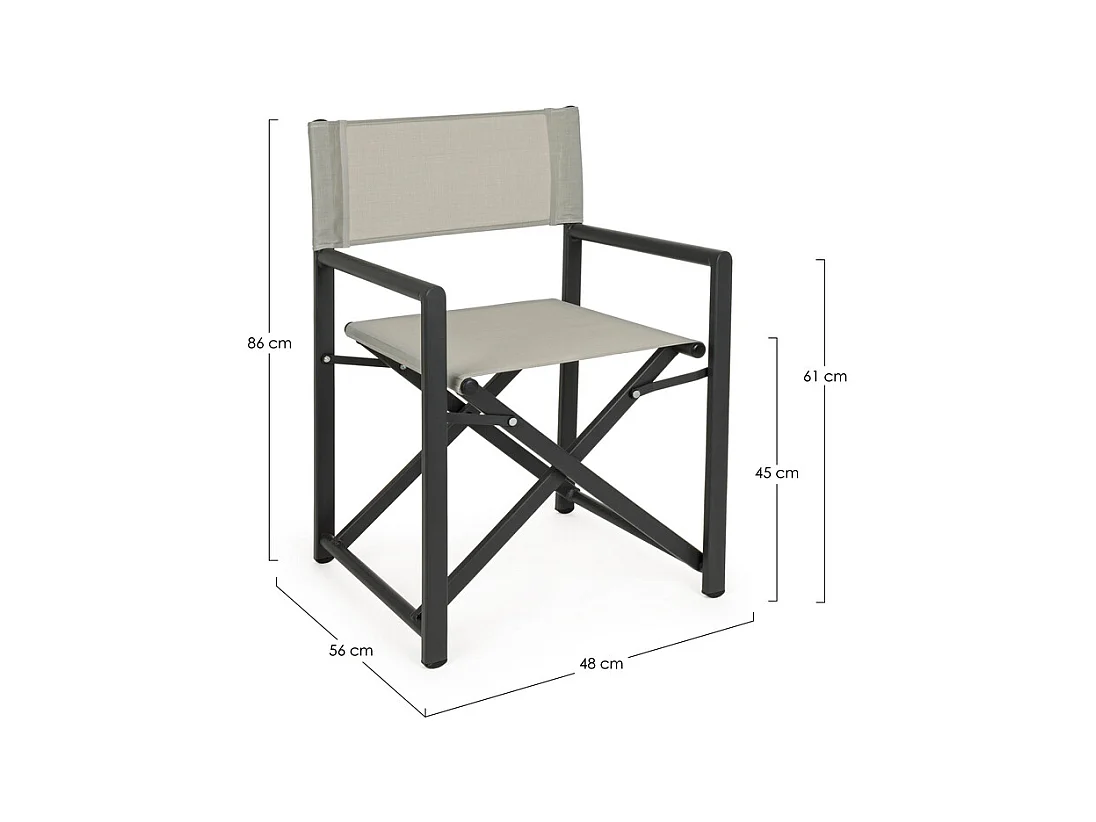 2 Regiestühle aus Textilen und grauem Aluminium, klappbar - TAYLOR