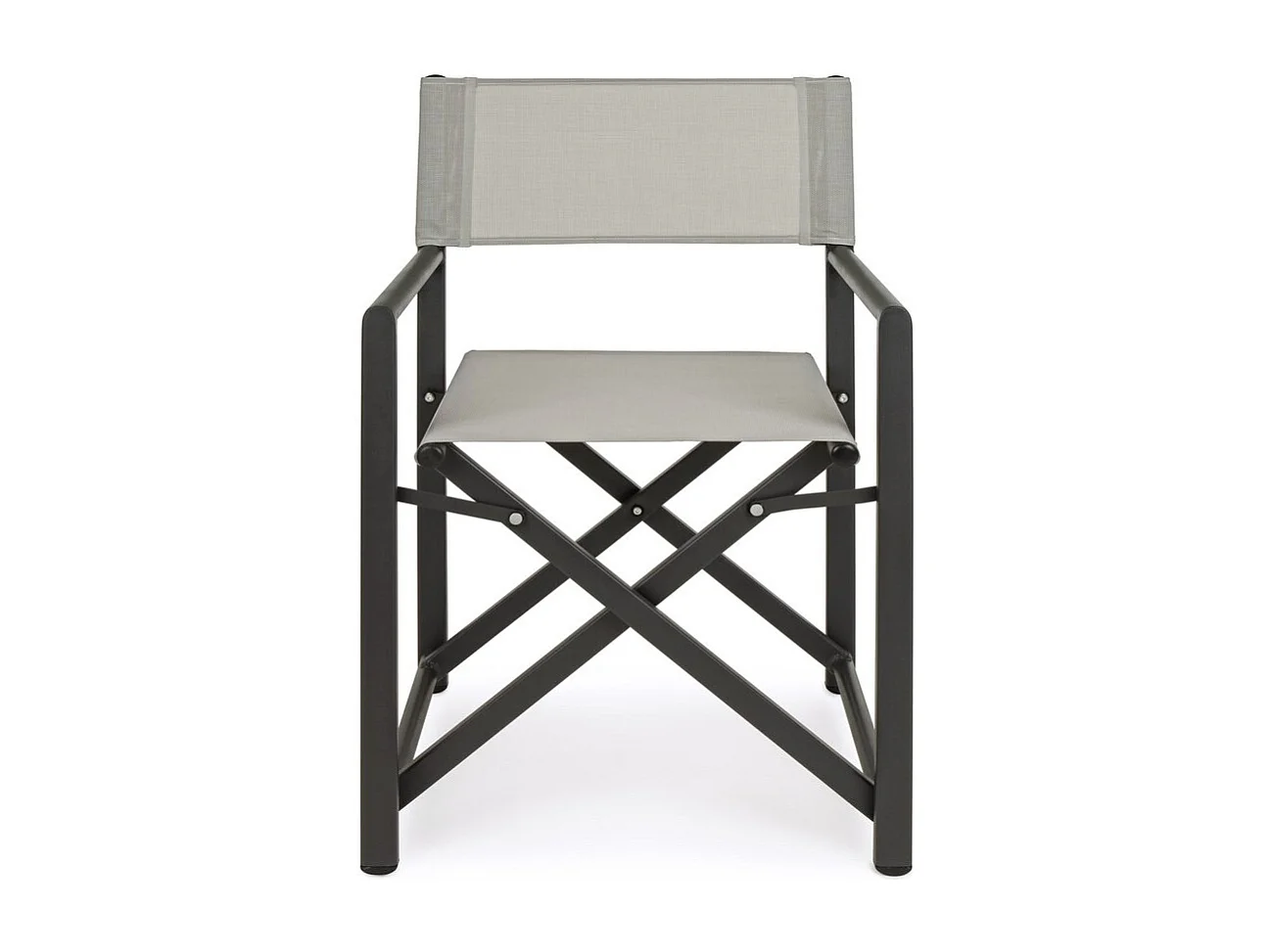 Set van 2 regisseursstoelen van textilene en grijs aluminium, inklapbaar - TAYLOR