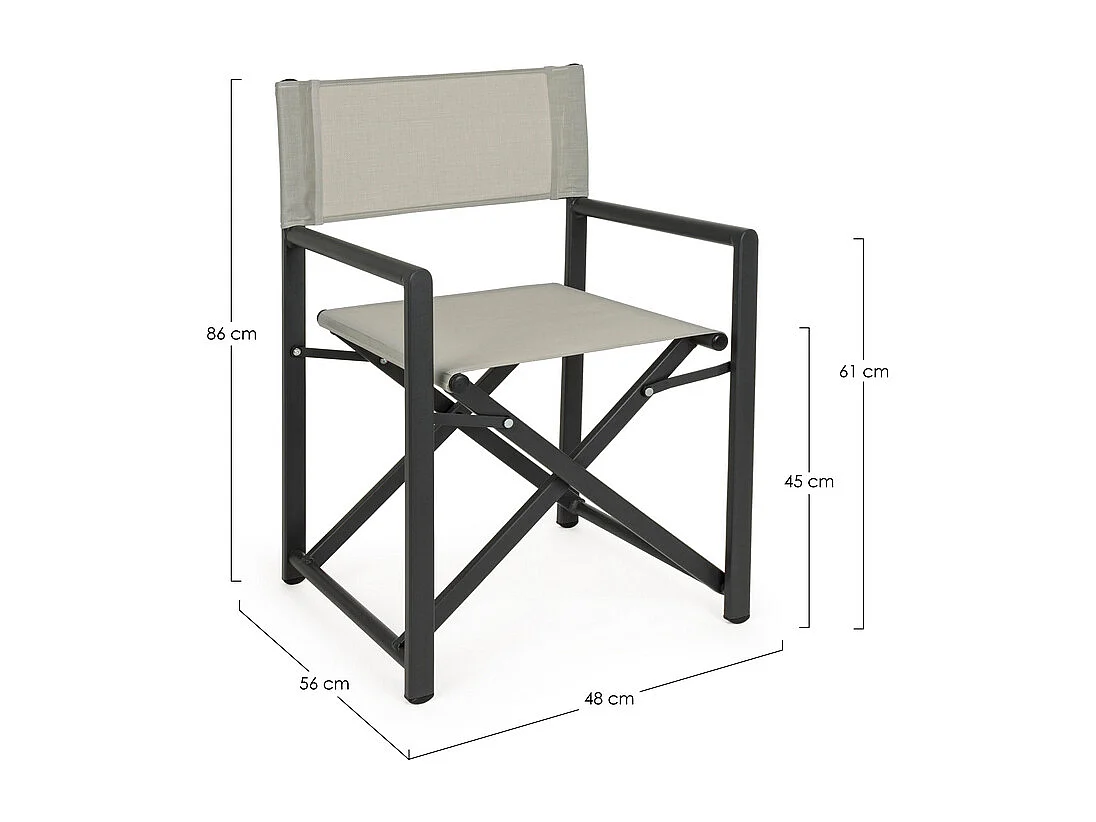 Set van 2 regisseursstoelen van textilene en grijs aluminium, inklapbaar - TAYLOR