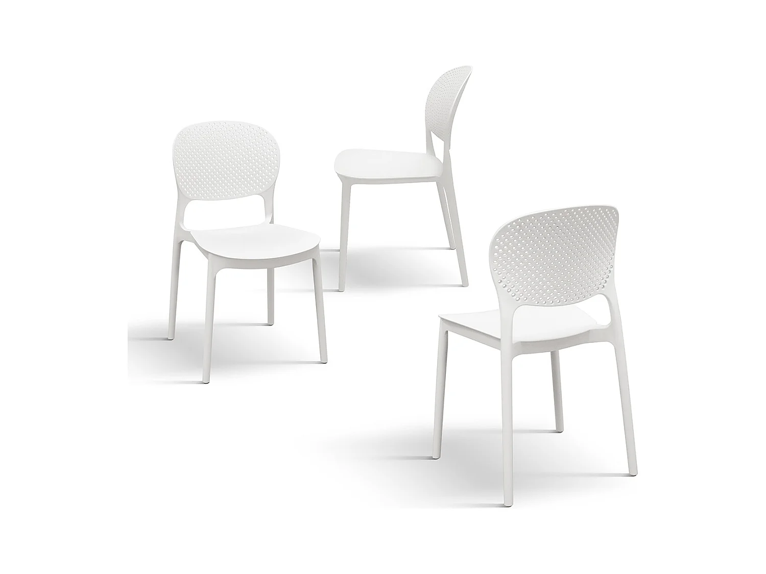 Satz von 4 Stühlen aus weißem Polypropylen - ALICANTE