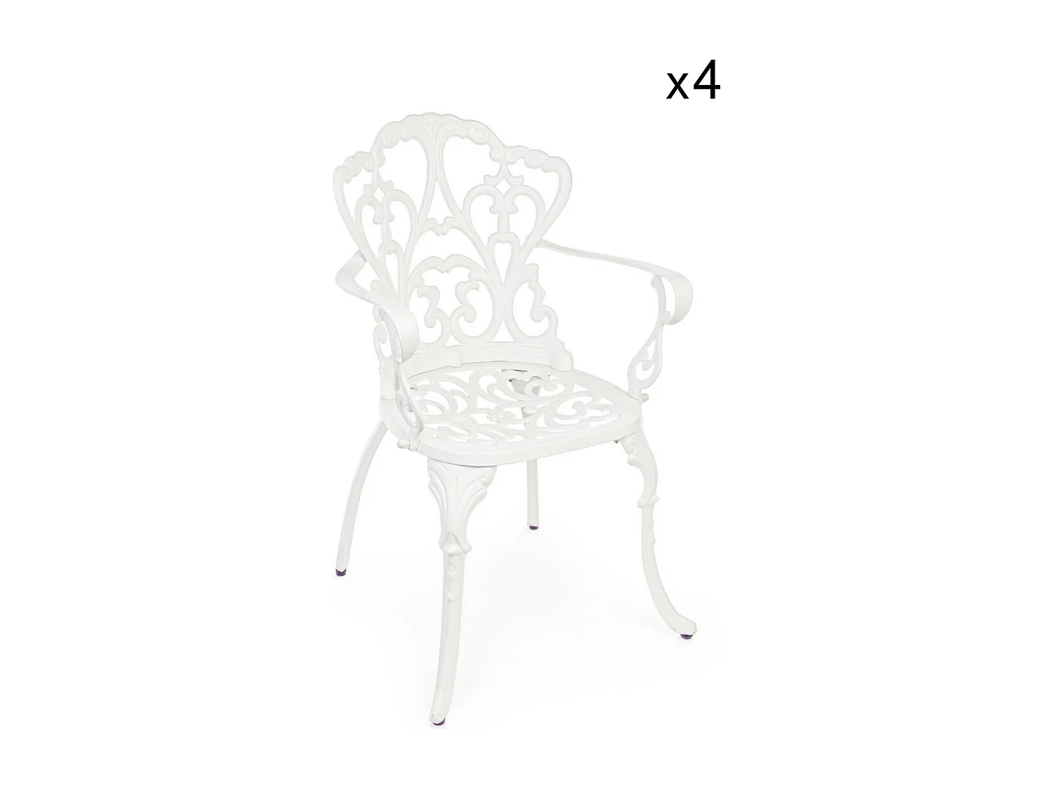 Conjunto de 4 cadeiras de alumínio branco com braços - VICTORIA