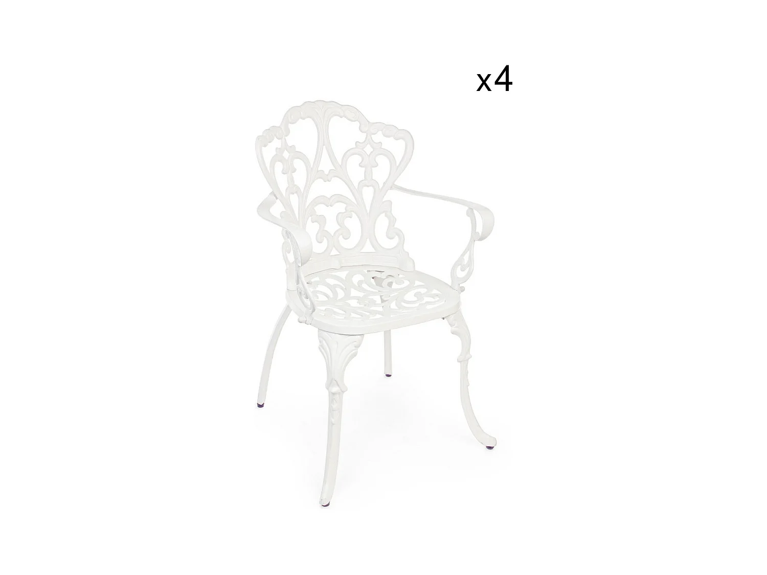Lot de 4 chaises en aluminium blanc avec accoudoirs - VICTORIA