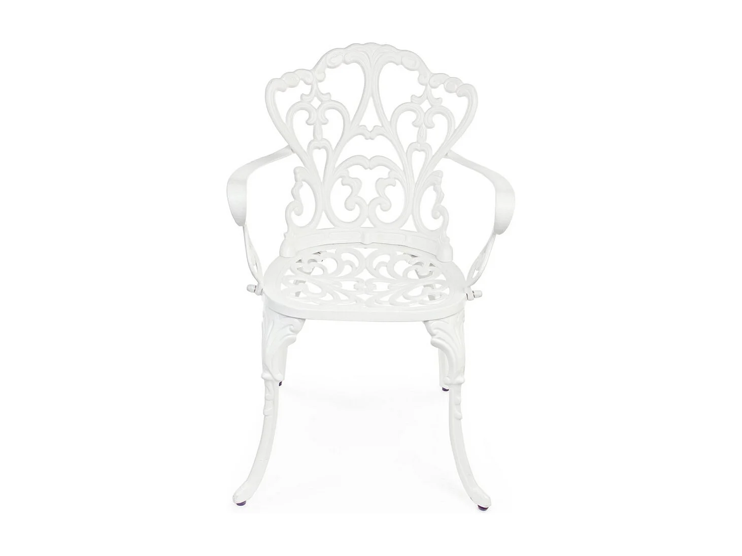 Lot de 4 chaises en aluminium blanc avec accoudoirs - VICTORIA