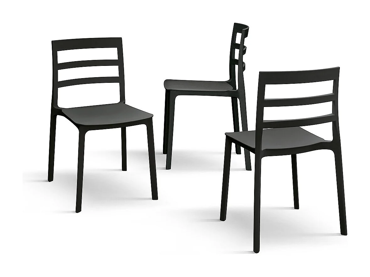 Lot de 4 chaises en polypropylène noir - MALAGA