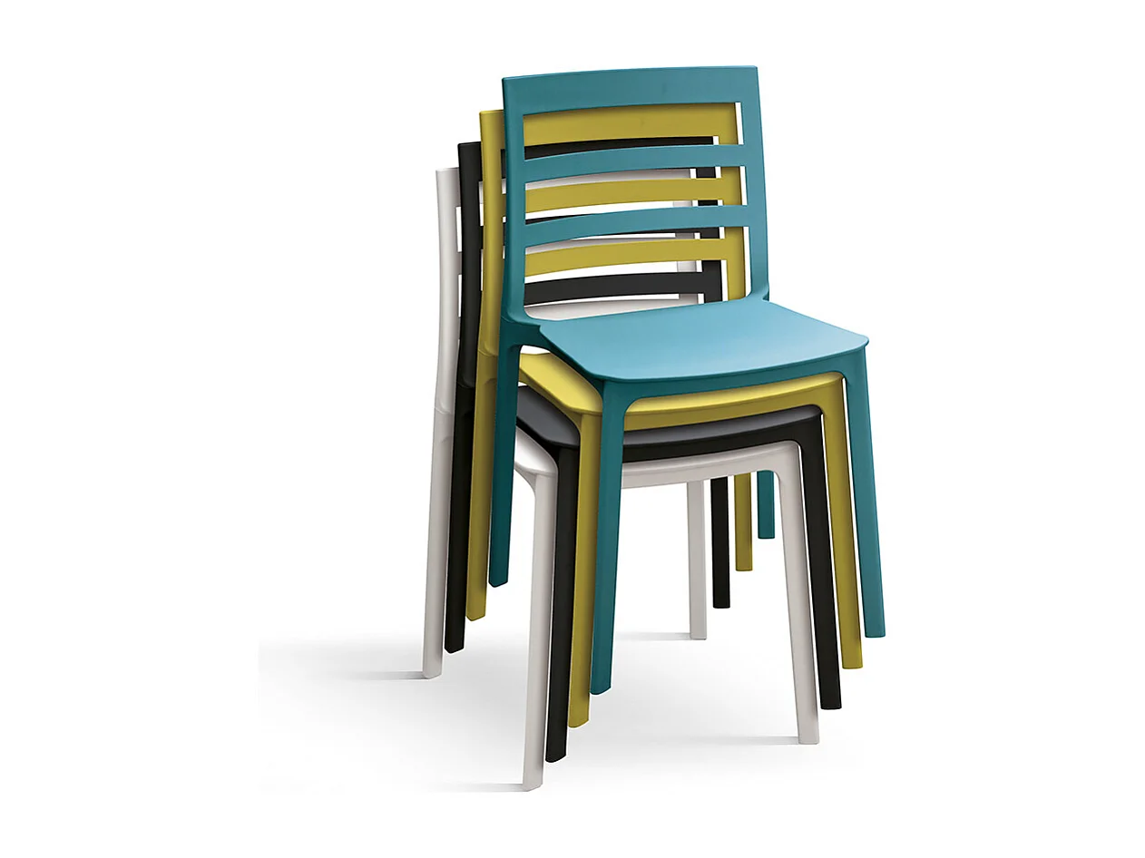 Lot de 4 chaises en polypropylène noir - MALAGA