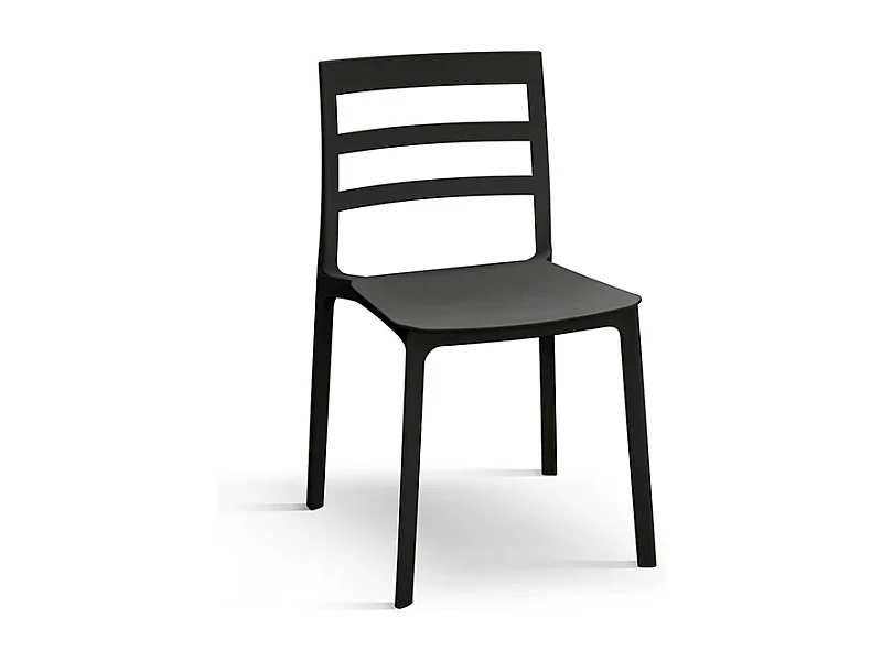 Lot de 4 chaises en polypropylène noir - MALAGA