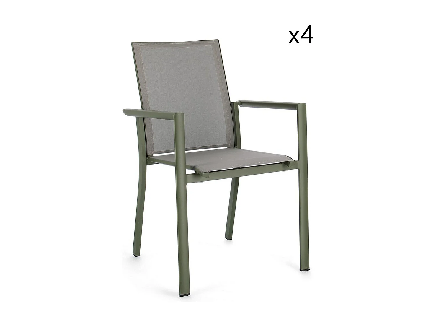 Lot de 4 chaises en textilène et aluminium vert - KONNOR