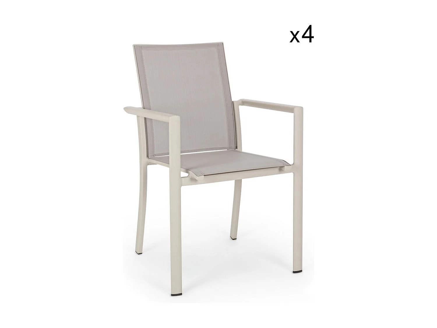 Set di 4 sedie in textilene alluminio tortora - KONNOR